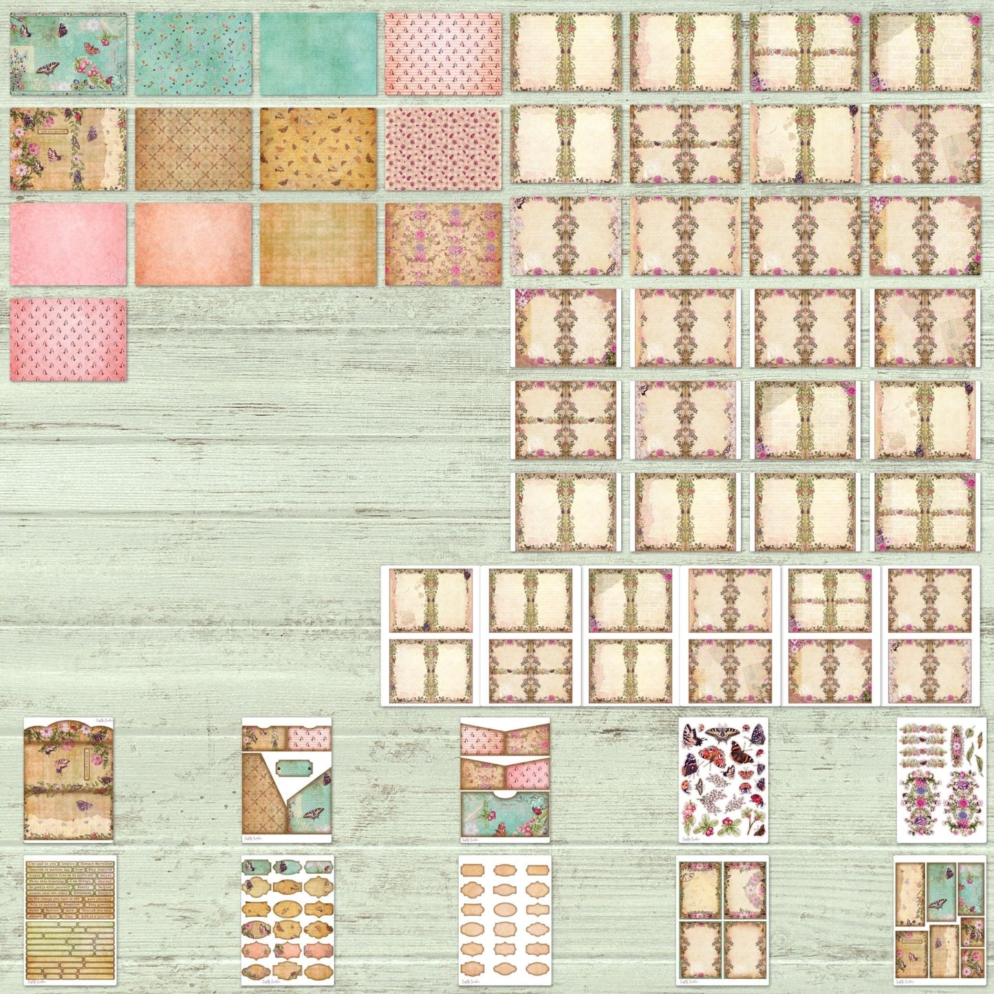 Butterflies, Bugs & Berries Junk Journal Kit. (digital download)