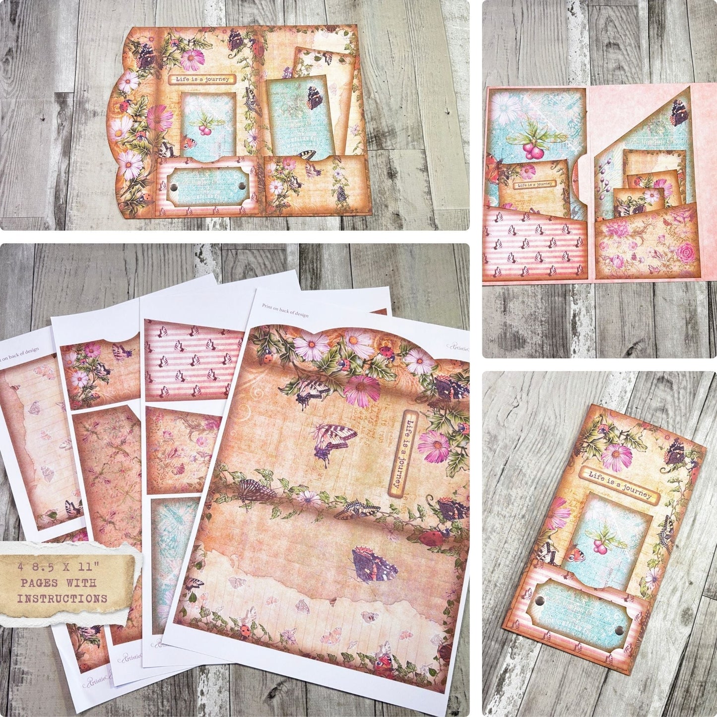 Butterflies, Bugs & Berries Embellishments Pack 10 8.5 x 11" Pages. (digital download)