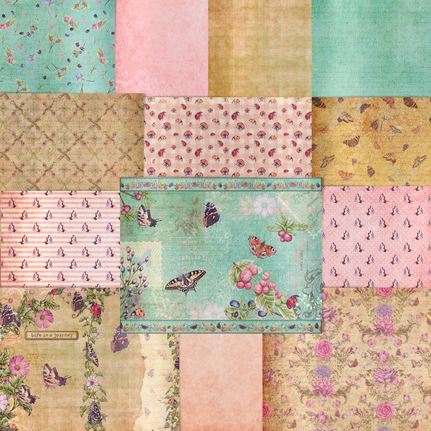 Natures Garden/Butterflies, Bugs & Berries Junk Journal Kit Bundle. (digital download)