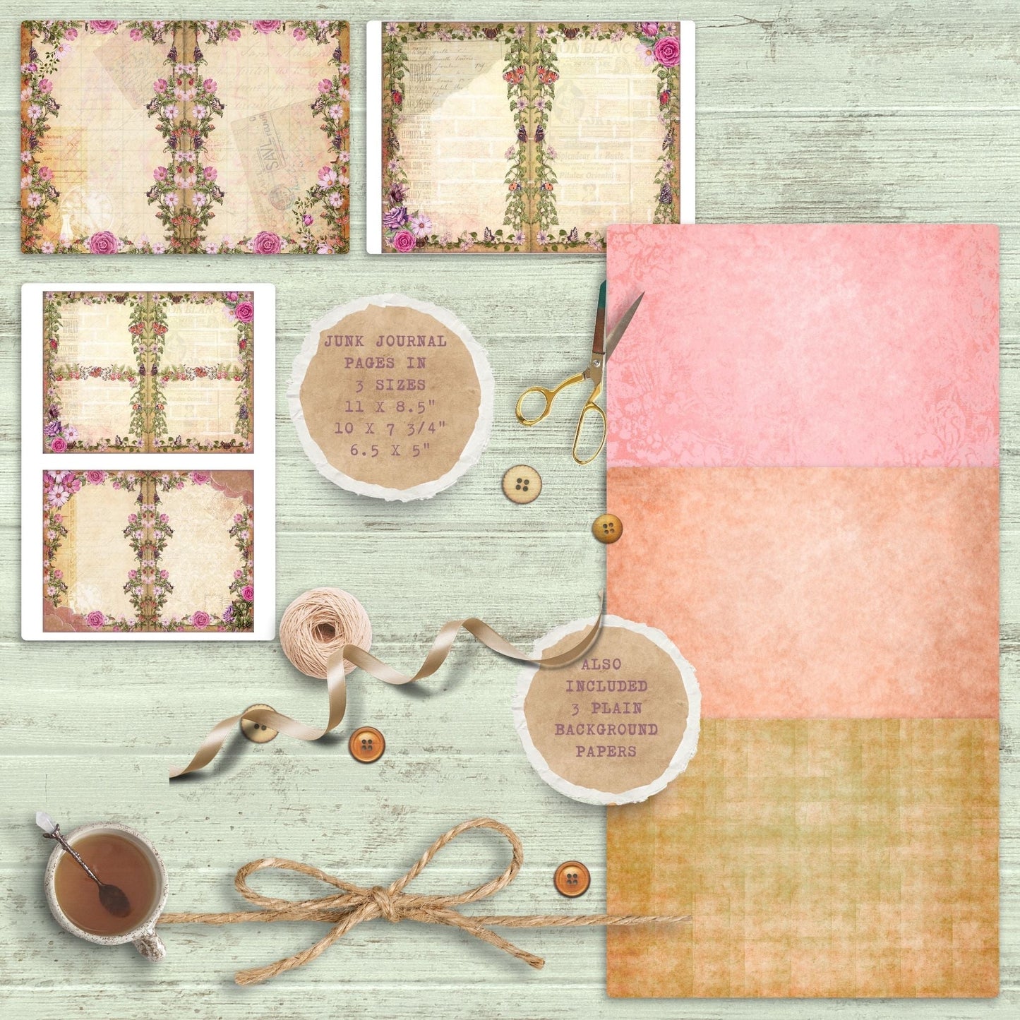 Butterflies, Bugs & Berries Junk Journal Kit. (digital download)