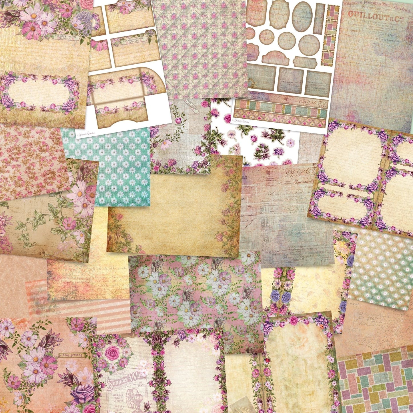 Natures Garden Junk Journal Kit. (digital download)