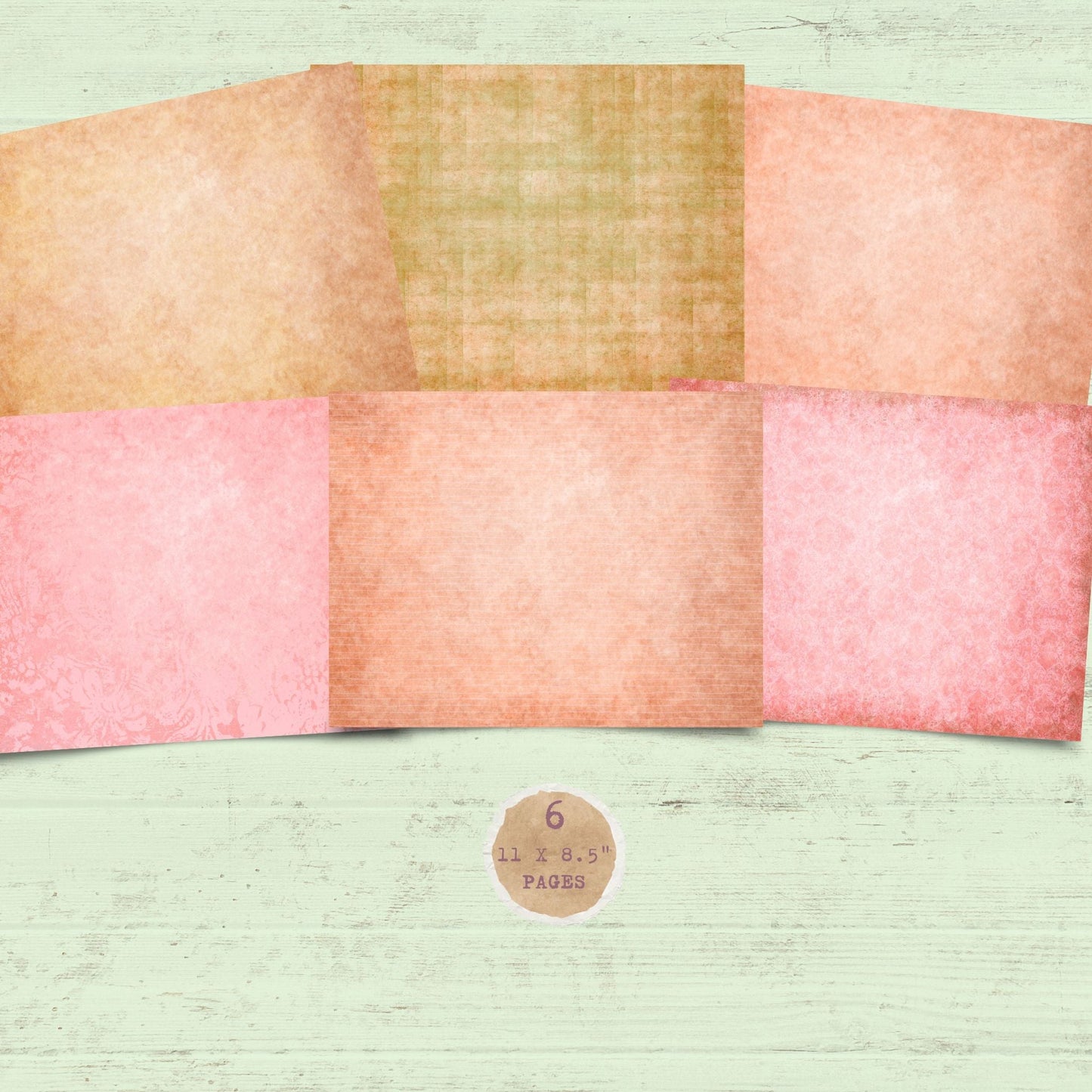 Natures Garden Plain Peachy Pinks 6 Paper Pack. (digital download)