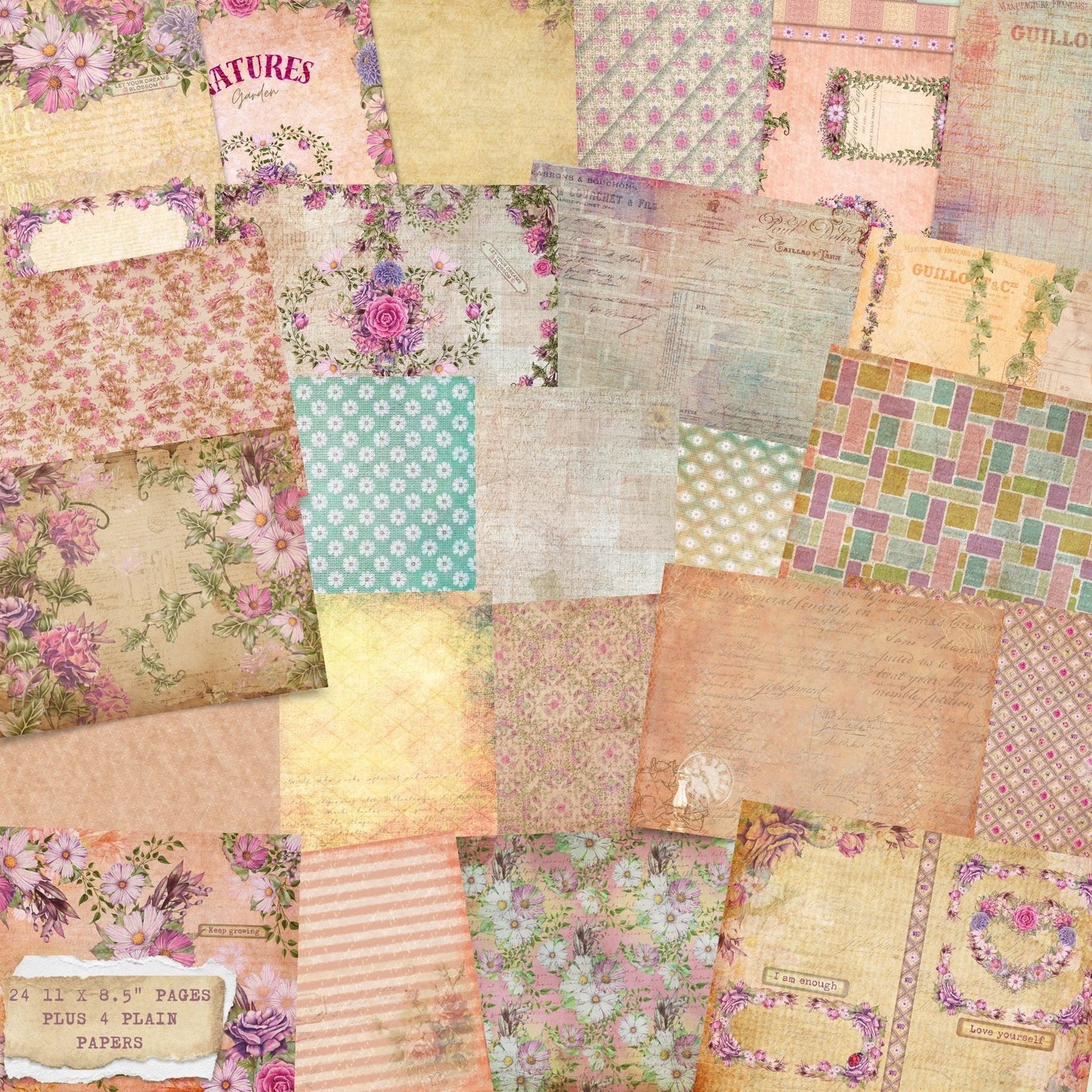 Natures Garden 24 Paper Pack. (digital download)