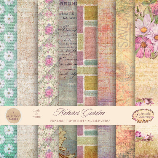 Natures Garden Cools & Warm 8 Paper Pack. (digital download)