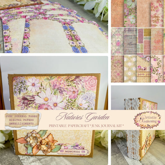 Natures Garden Junk Journal Kit. (digital download)