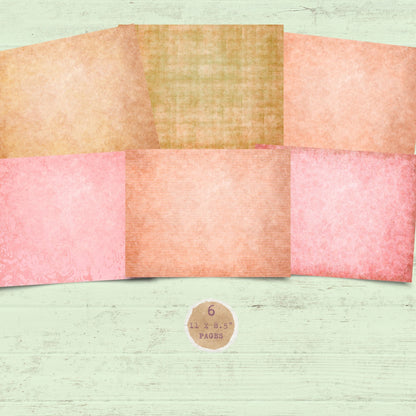 Natures Garden Plain Peachy Pinks 6 Paper Pack. (digital download)