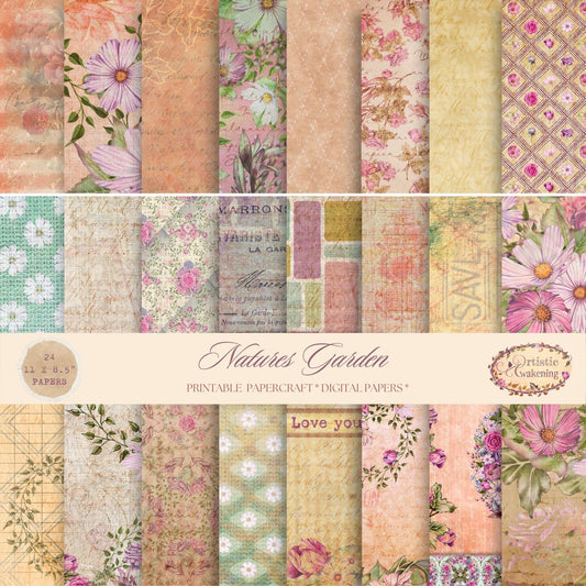 Natures Garden 24  Paper Pack. (digital download)